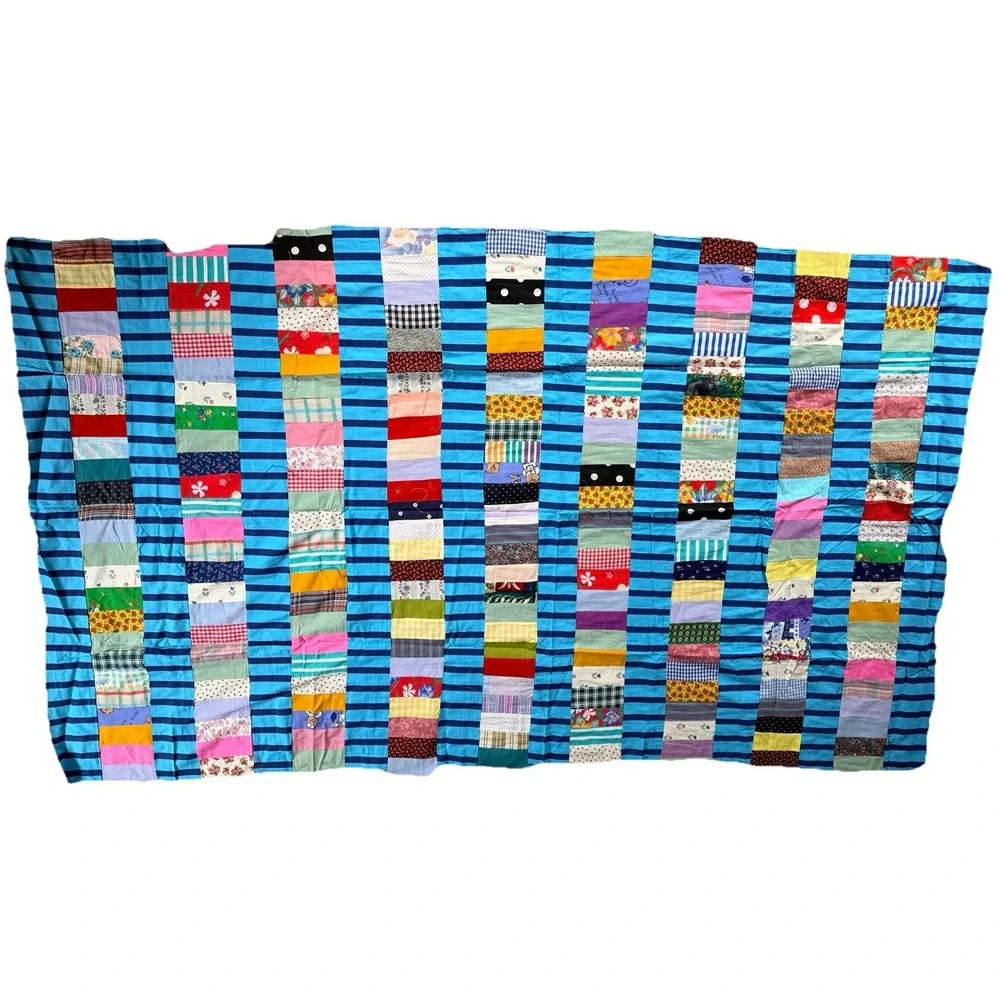 Lot x13 pieces Vintage Unfinished Quilt Tops Cotton Retro Various Sizes Charity